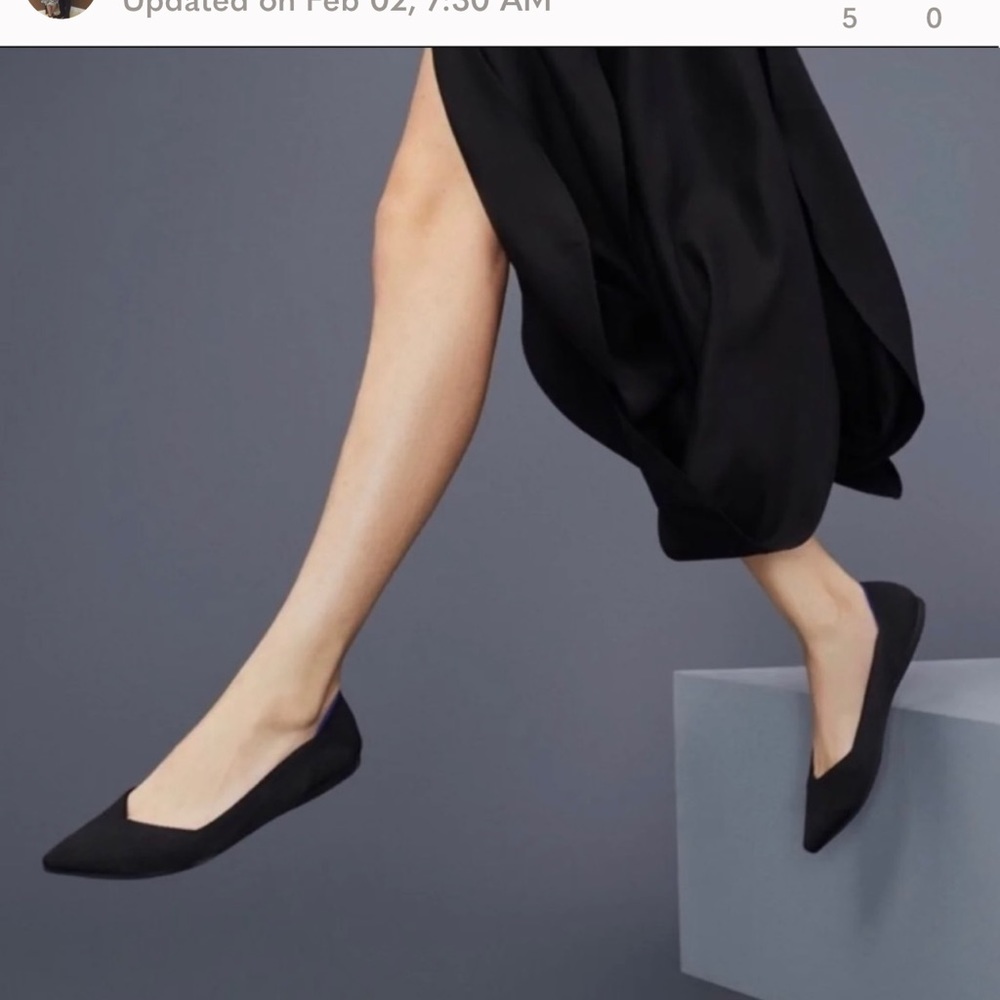 Rothys solid black womans pointed flat shoes